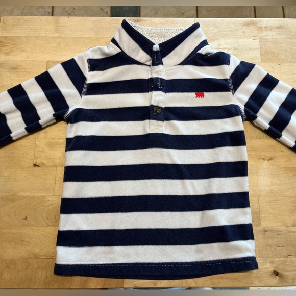 CARTER’S STRIPED FLEECE PULLOVER BUTTONED SWEATER SWEATSHIRT size 4T toddler - Picture 1 of 6